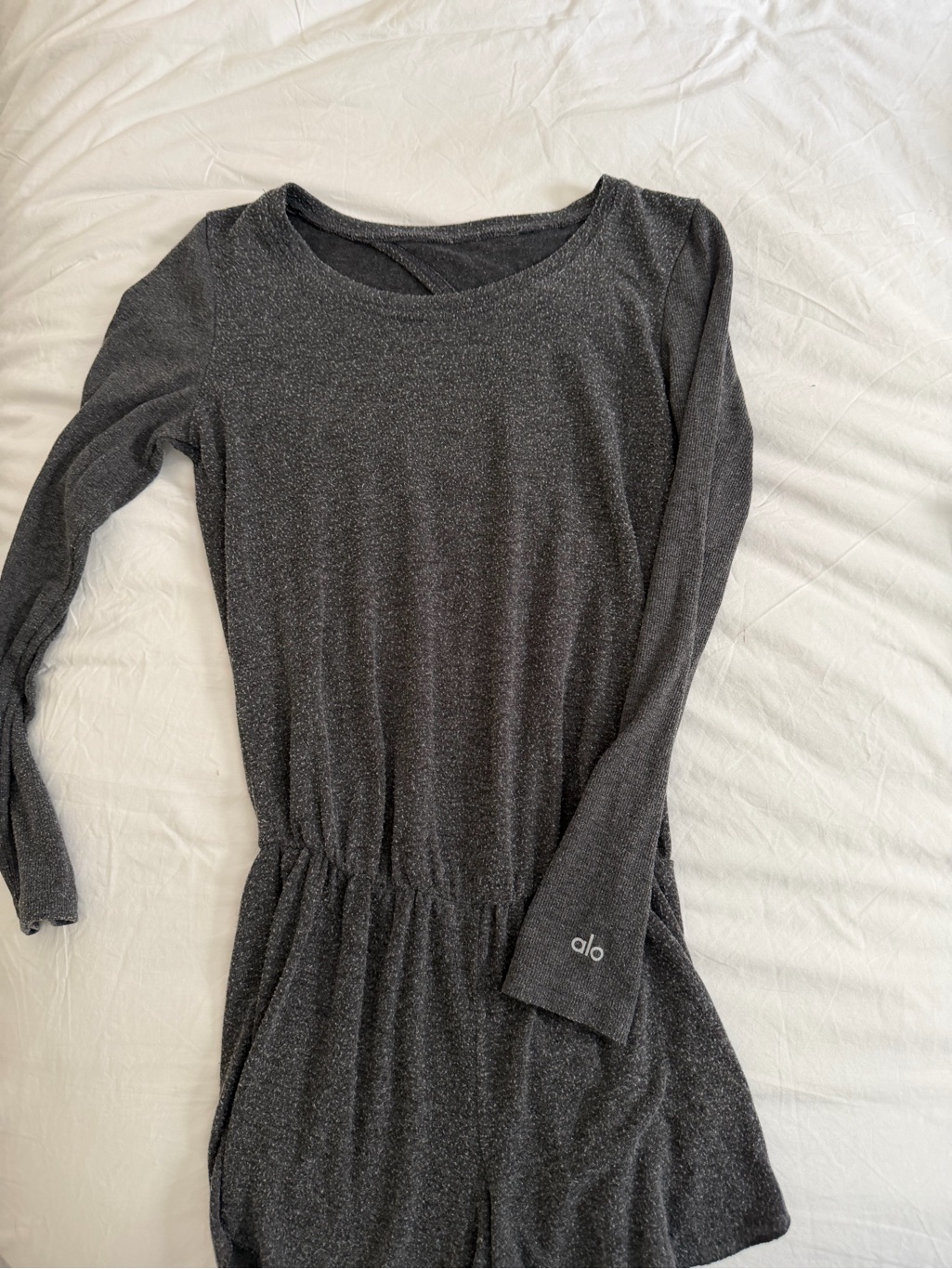 Alo Yoga Charcoal Gray Long-Sleeve Jumpsuit Romper